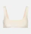 Jade Swim Rounded Edges Terry Bikini Top In Beige