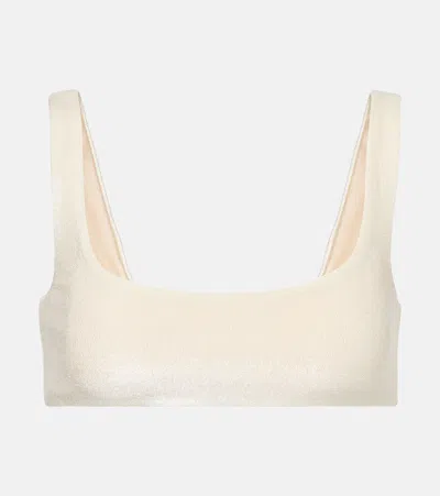Jade Swim Rounded Edges Terry Bikini Top In Beige