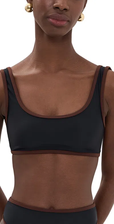 Jade Swim Rounded Edges Top Black W/ Mocha