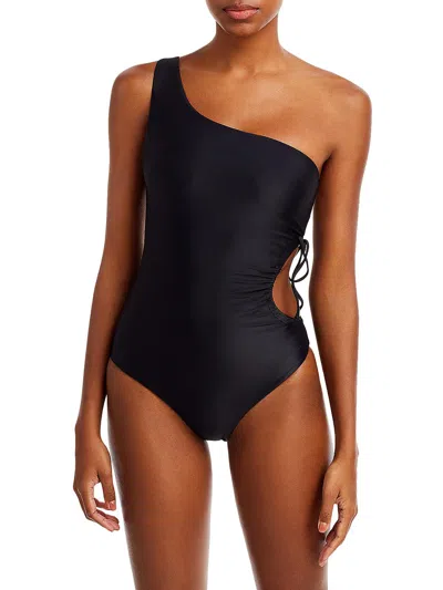 Jade Swim Sena Womens One Shoulder Cut-out One-piece Swimsuit In Black