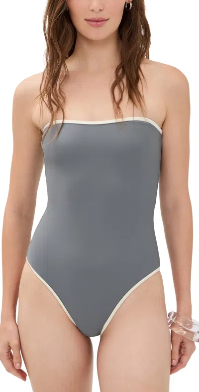 Jade Swim Sienna One Piece Swimsuit Slate/ivory In Blue
