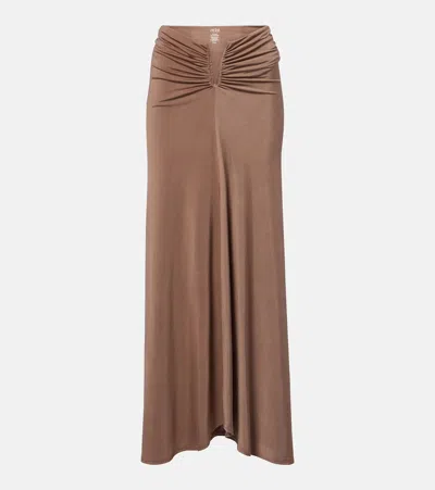 Jade Swim Skyla Ruched Jersey Maxi Skirt In Brown