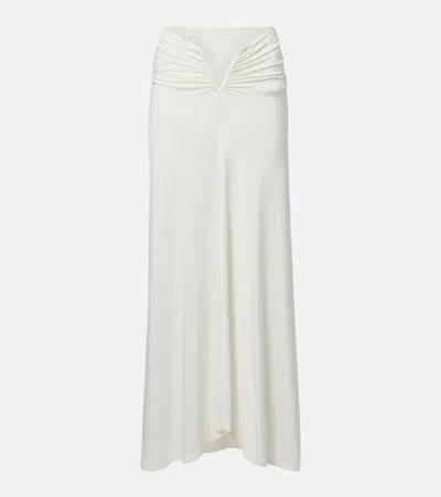 Jade Swim Skyla Ruched Jersey Maxi Skirt In White