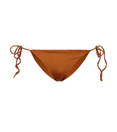 Jade Swim Ties Bikini Bottoms In Bronze Sheen