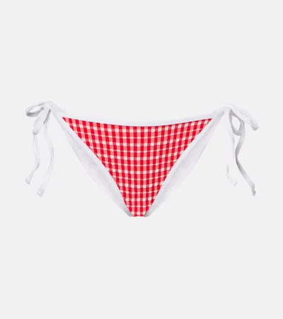 Jade Swim Ties Gingham Bikini Bottoms In Red