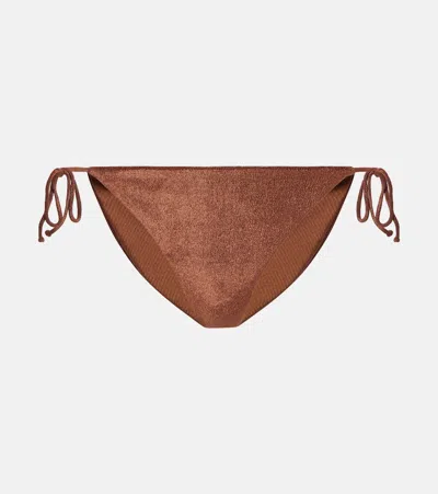 Jade Swim Ties Terry Bikini Bottoms In Braun