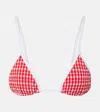 Jade Swim Via Gingham Bikini Top In Red