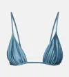 Jade Swim Via Metallic-effect Bikini Top In Blue