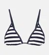 Jade Swim Via Striped Bikini Top In Blue