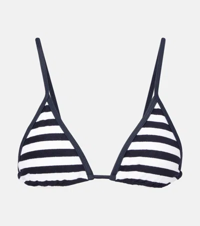Jade Swim Via Striped Bikini Top In Blue