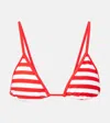 Jade Swim Via Striped Bikini Top In Red