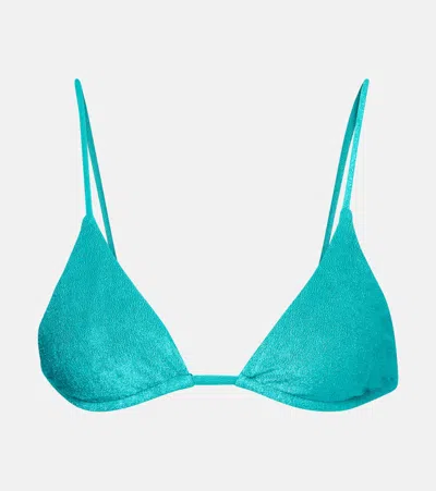 Jade Swim Via Terry Bikini Top In Blue