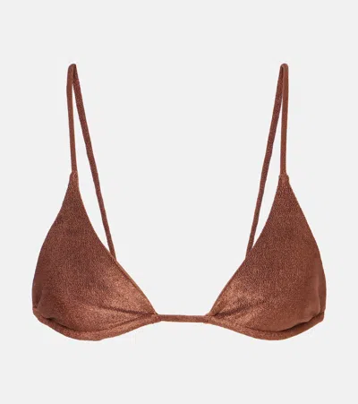 Jade Swim Via Terry Bikini Top In Brown