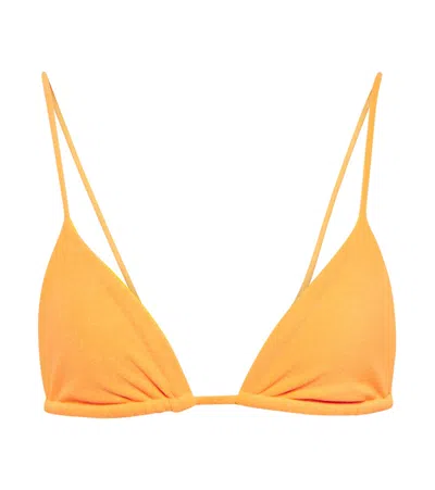 Jade Swim Via Terry Triangle Bikini Top In Orange Sherbet Terry