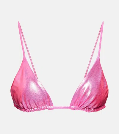Jade Swim Via Triangle Bikini Top In Neon Pink