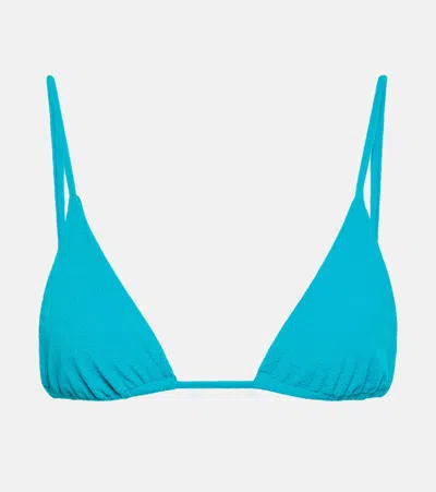 Jade Swim Via Triangle Bikini Top In Teal Terry