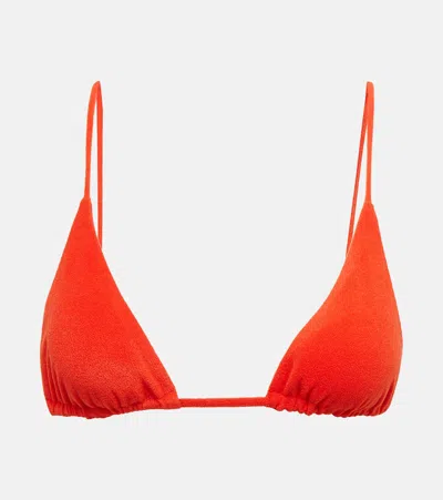 Jade Swim Via Triangle Terry Bikini Top In Poppy Terry