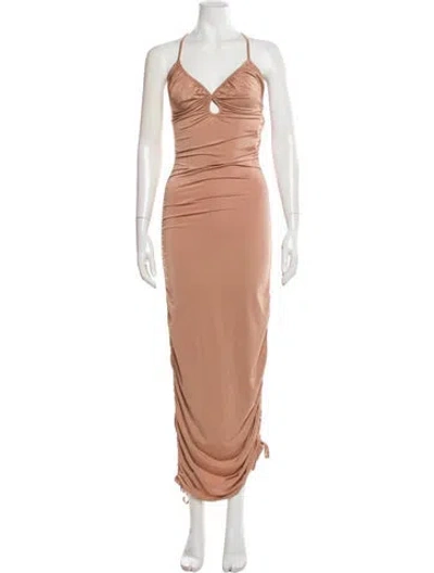 Pre-owned Jade Swim V-neck Long Dress In Neutral
