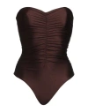 Jade Swim Woman One-piece Swimsuit Cocoa Size Xs Nylon, Lycra In Brown