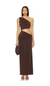 Jade Swim Yana Cutout One-shoulder Maxi Dress In Mocha