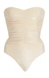 Jade Swim Yara Draped Bandeau One-piece In Ivory