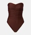 Jade Swim Yara Ruched Swimsuit In Brown