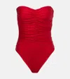 Jade Swim Yara Ruched Swimsuit In Red