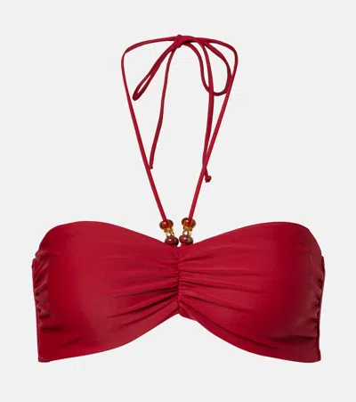 Jade Swim Zoe Ruched Bikini Top In Red