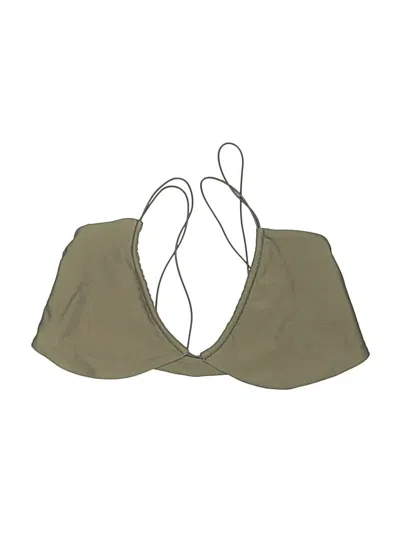 Pre-owned Jade Swimsuit Top Tan Solid Pattern Swimwear