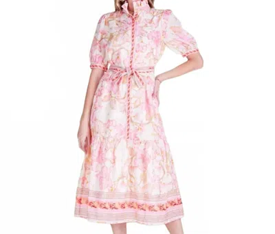Jade The Floral Promenade Midi Dress In Pink