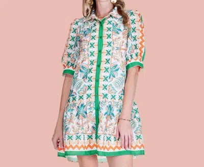 Jade The Tropical Punch Shirt Mini Dress In Green