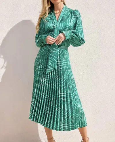 Jade Tie Blouse In Green Pathways