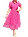 Jade Tiered Maxi Dress With Sleeves In Pink In Pink