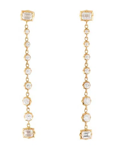 Pre-owned Jade Trau 18k Diamond Drop Earrings In Multicolor