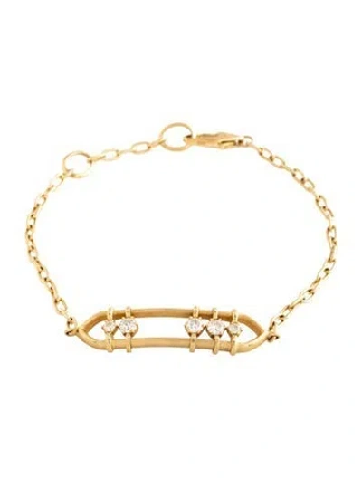 Pre-owned Jade Trau 18k Diamond Floating Penelope Station Bracelet, 7.5" In Multicolor