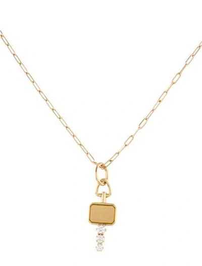 Pre-owned Jade Trau 18k Diamond Mini Catherine Key W/ 14k Unbranded Chain, 18" In Multi