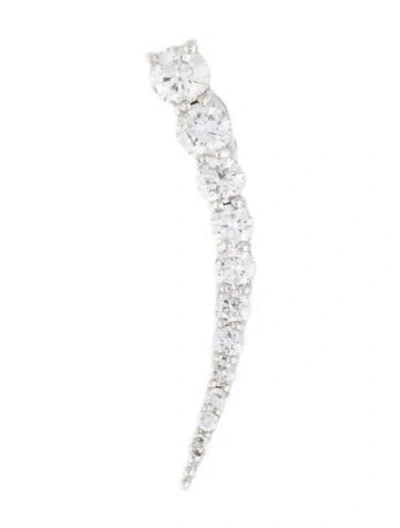 Pre-owned Jade Trau 18k Small Luna Right Ear Climber In Clear