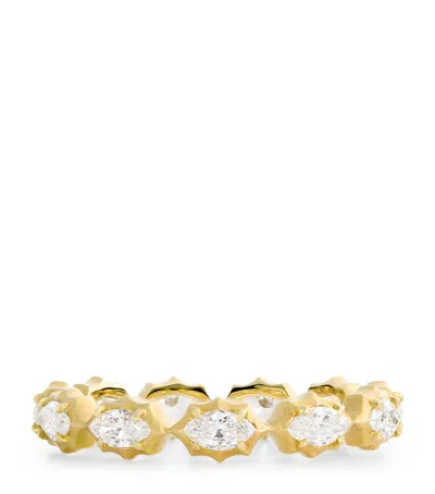 Jade Trau Large Yellow Gold And Diamond Alchemy Maverick Eternity Ring