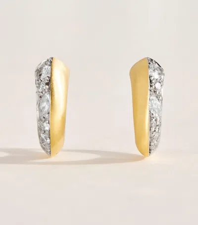 Jade Trau Mini Yellow Gold And Diamond Frankie Huggie Hoops