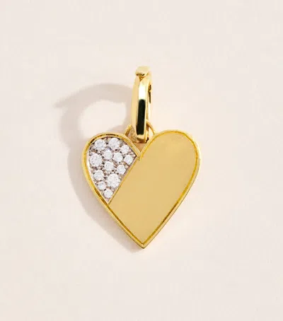 Jade Trau Mini Yellow Gold And Diamond Heart Charm