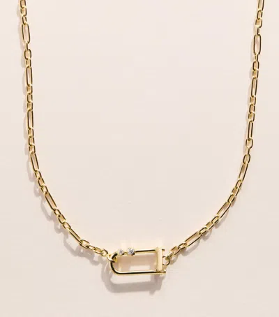 Jade Trau Petite Yellow Gold And Diamond Georgie Lock Necklace In Metallic