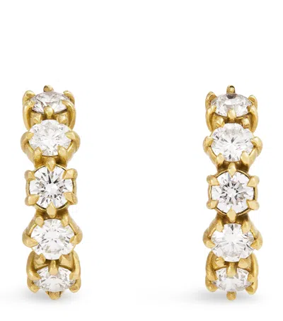 Jade Trau Yellow Gold And Diamond Catherine Huggie Earrings