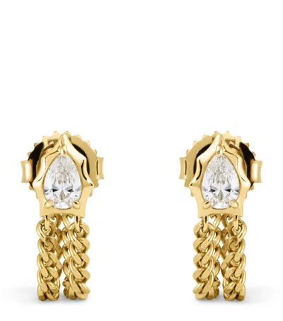 Jade Trau Yellow Gold And Diamond Envoy Chain Loop Earrings