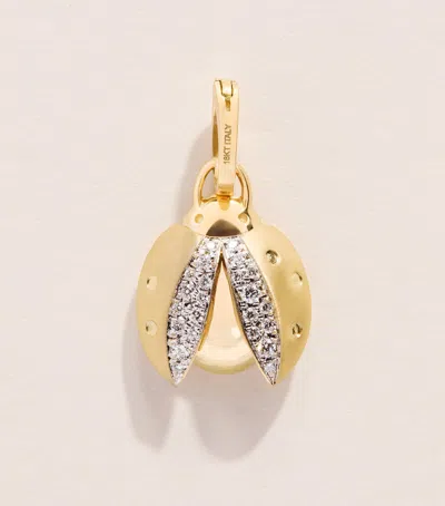 Jade Trau Yellow Gold And Diamond Mini Ladybug Charm In Pink