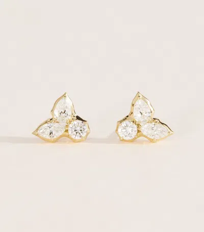 Jade Trau Yellow Gold And Diamond Poppy Cluster Stud Earrings