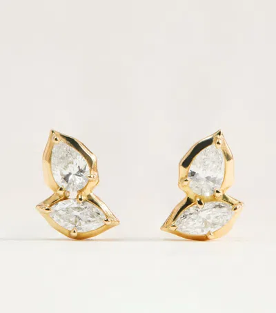 Jade Trau Yellow Gold And Diamond Poppy Drop Earrings