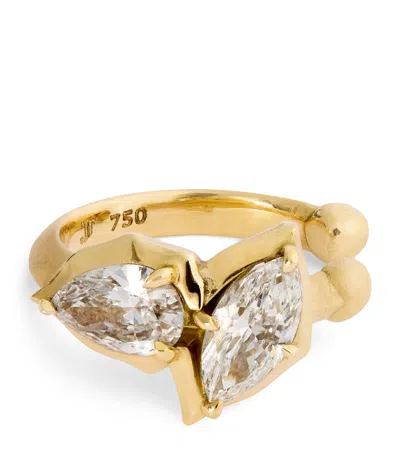 Jade Trau Yellow Gold And Diamond Poppy Ear Cuff