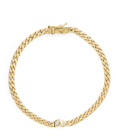 Jade Trau Yellow Gold And Diamond Posey Bracelet