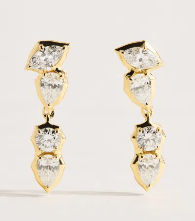 Jade Trau Yellow Gold And Diamond Posey Stud Earrings