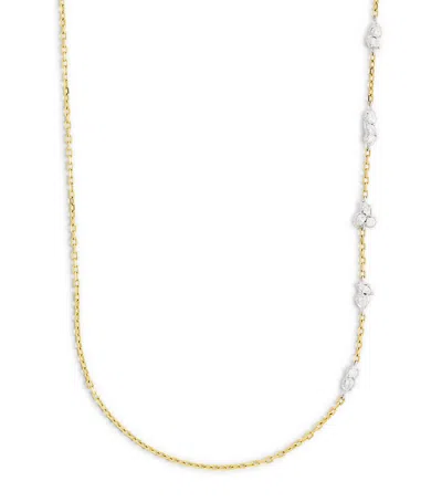 Jade Trau Yellow Gold And Diamond Posey Two-tone Single Station Necklace